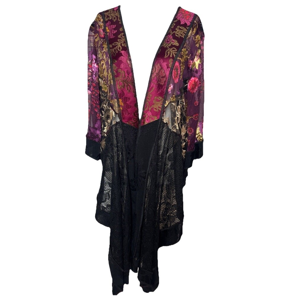 Dark Romantic Violet Kay Kimono Cardigan Size S Silk Blend Fairycore Whimsygoth